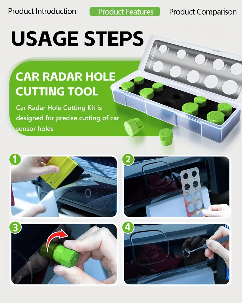 Auto-Vinyl-Installationszubehör 16-25 Millimeter Sensor-Schneidset Auto-Radar-Lochschneidhilfswerkzeug Geeignet zum Schneiden – Detail 3