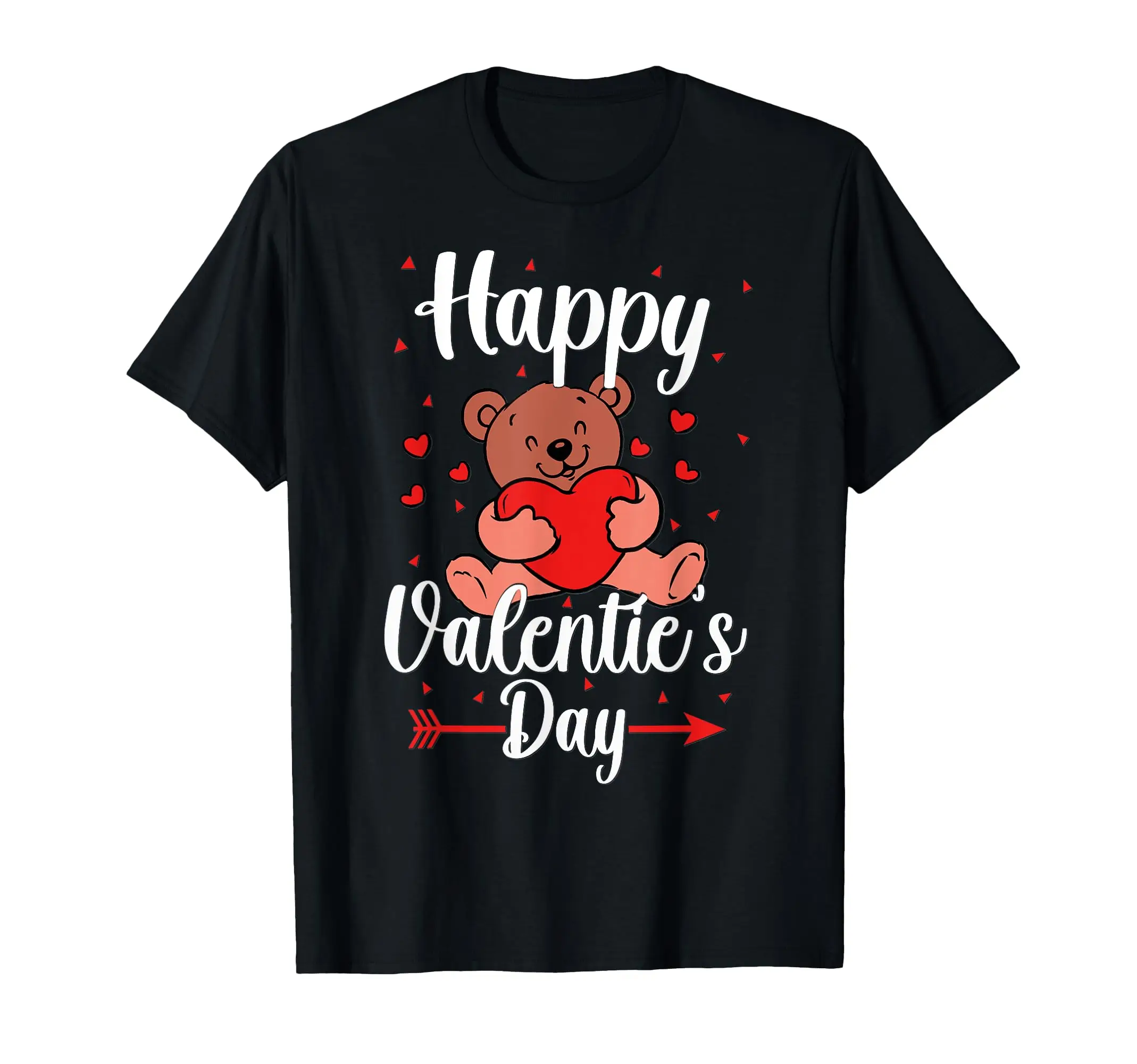 

Retro Teddy Bear Holding Heart Love Happy Valentines Day T-Shirt Cotton O-Neck Tee Unisex