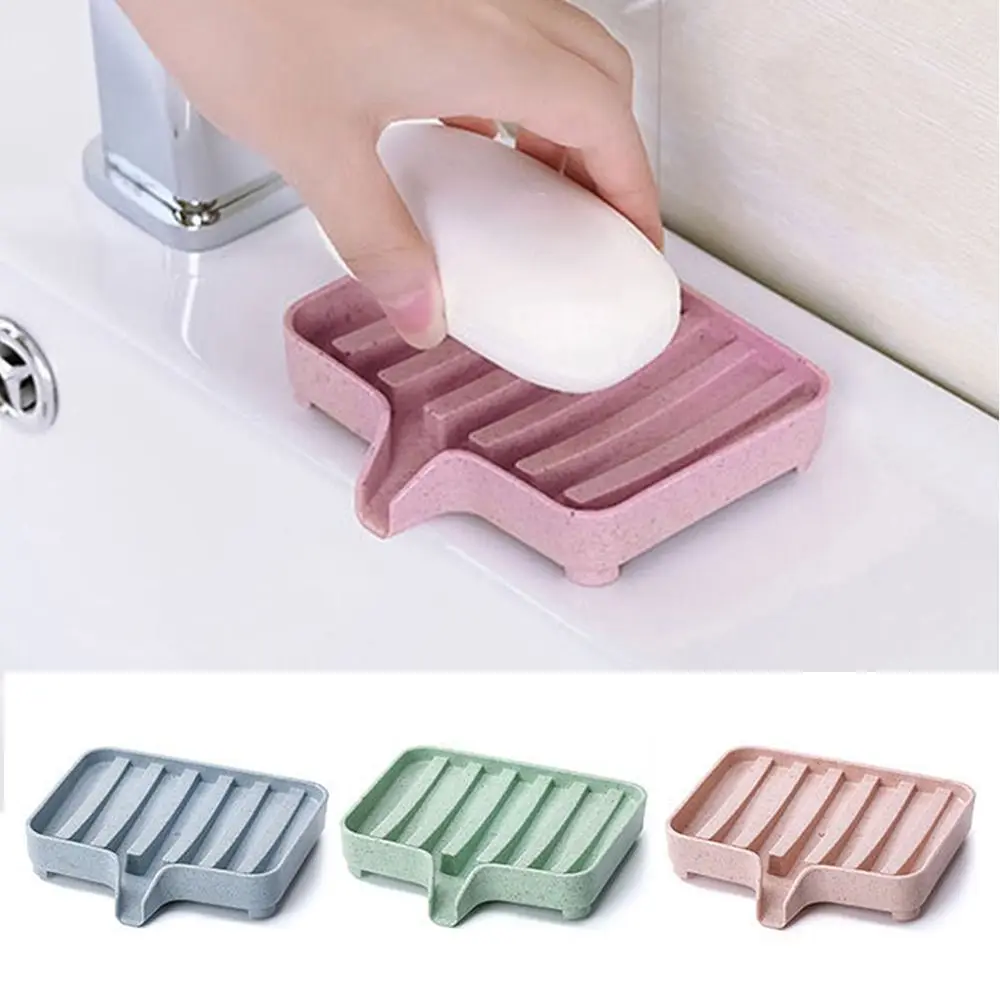 PP Soap Dish Self Draining Soap Holder Bathroom Accessories Soap Drain Rack for Bathroom Kitchen