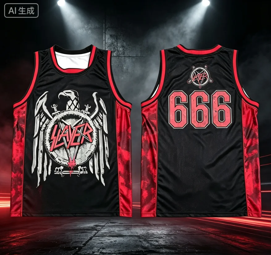 Camiseta de baloncesto de malla para hombre, camiseta sin mangas estilo rock con estampado gráfico delantero y trasero con pentagrama de espada de águila retro número 666