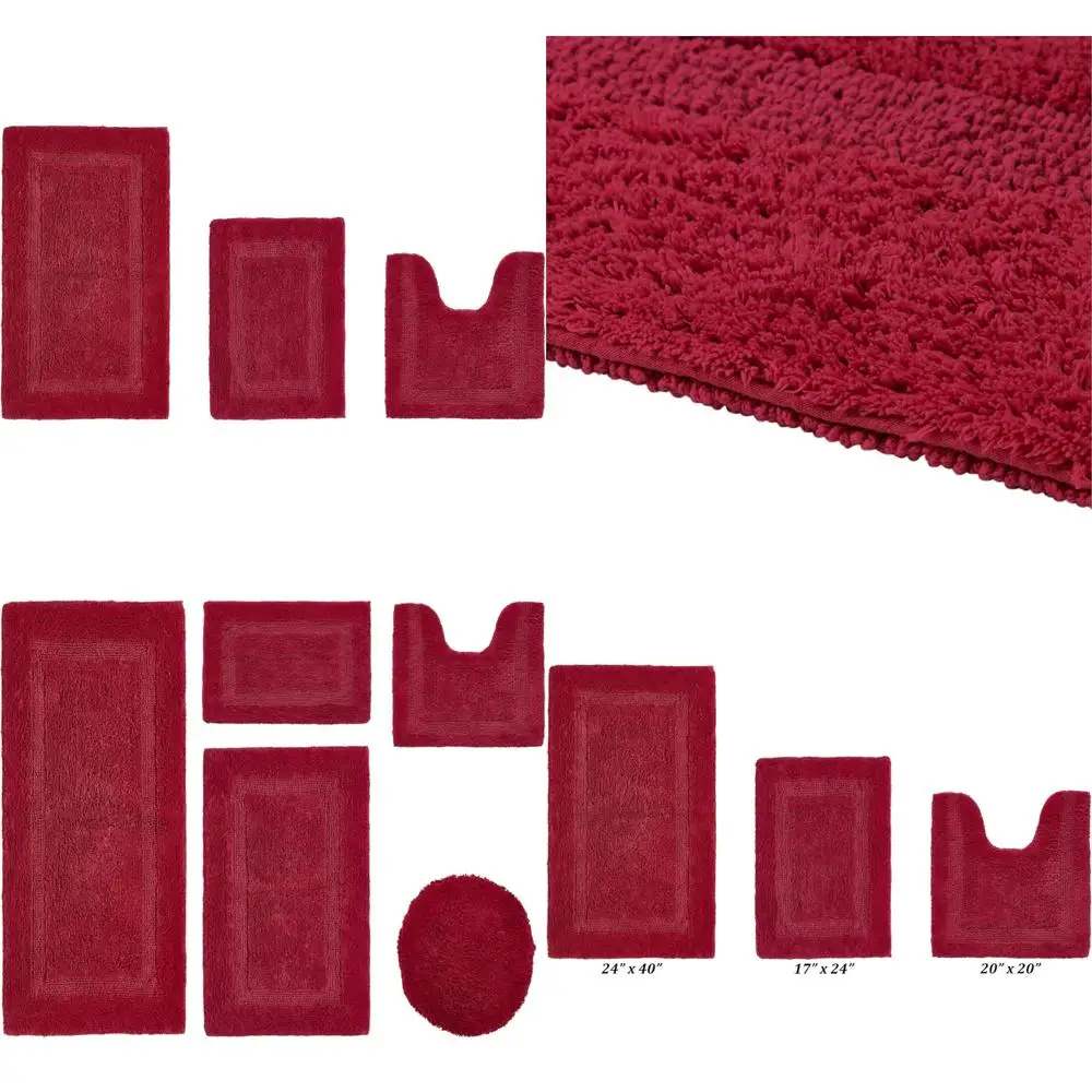 

Cotton 3-Piece Bath Rug Set - Soft, Absorbent, Reversible, Machine Washable for Bathroom Decor and Style