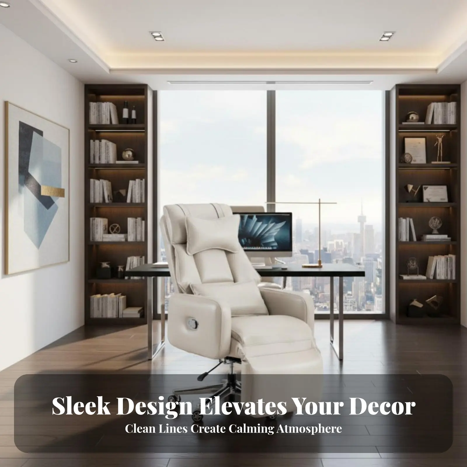 Reclining Chair with Footrest Lumbar Support Office Furniture Highspine Design Ergonomic for People Working from Home