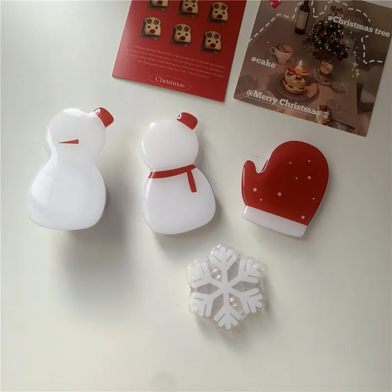 Snowman Snowflake Glove Expandable Mobile Phone Holder Stand INS Korean Foldable Grip Tok Socket Finger Ring Bracket Accessories