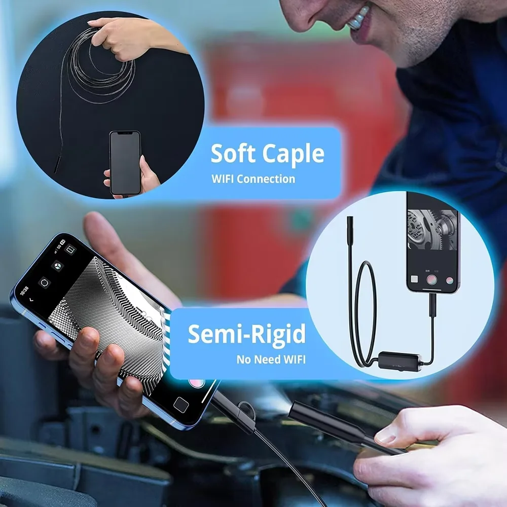 8mm IP67 Waterproof Endoscope with 8 Adjustable LED Lights - HD Borescope Inspection Camera for Android Smartphones