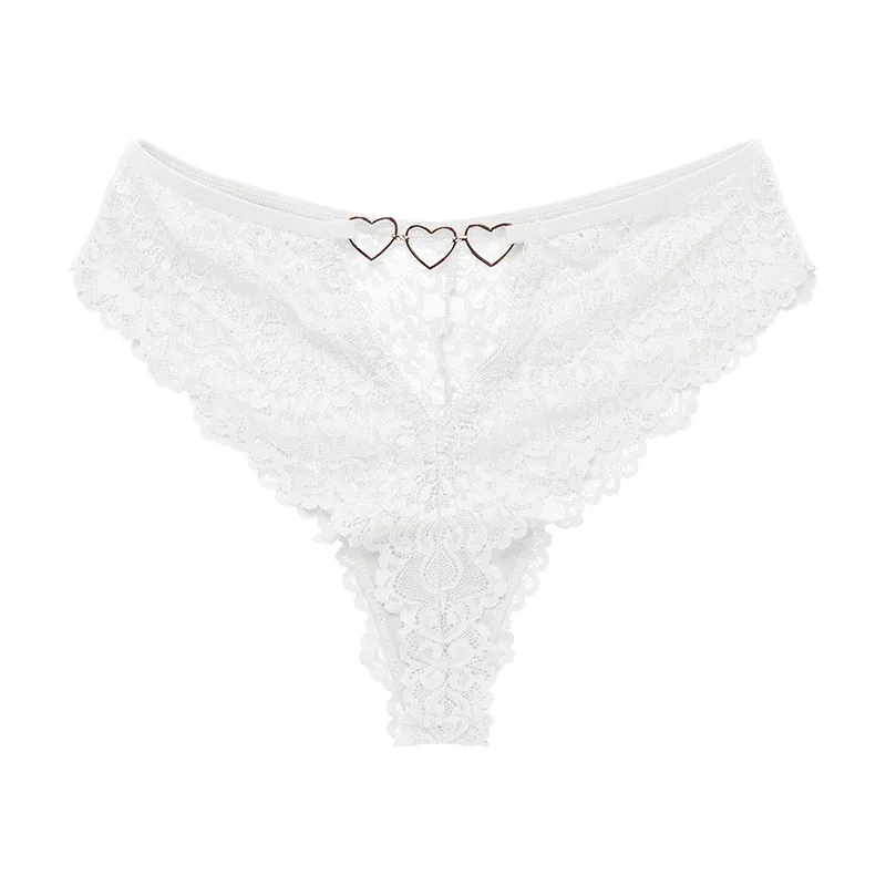 Meet\' r-Sexy Calcinha de cintura média de renda para mulheres, alta elasticidade, roupa íntima transparente, oca, tanga G string, lingerie para