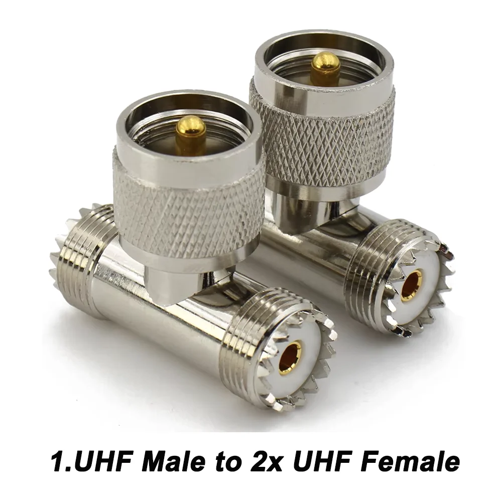 UHF M SL16 Adapter  PL259 UHF Male to UHF Female SO239 SO-239 RF Cable Connector Straight & Right Angle & 3 Way Spliter