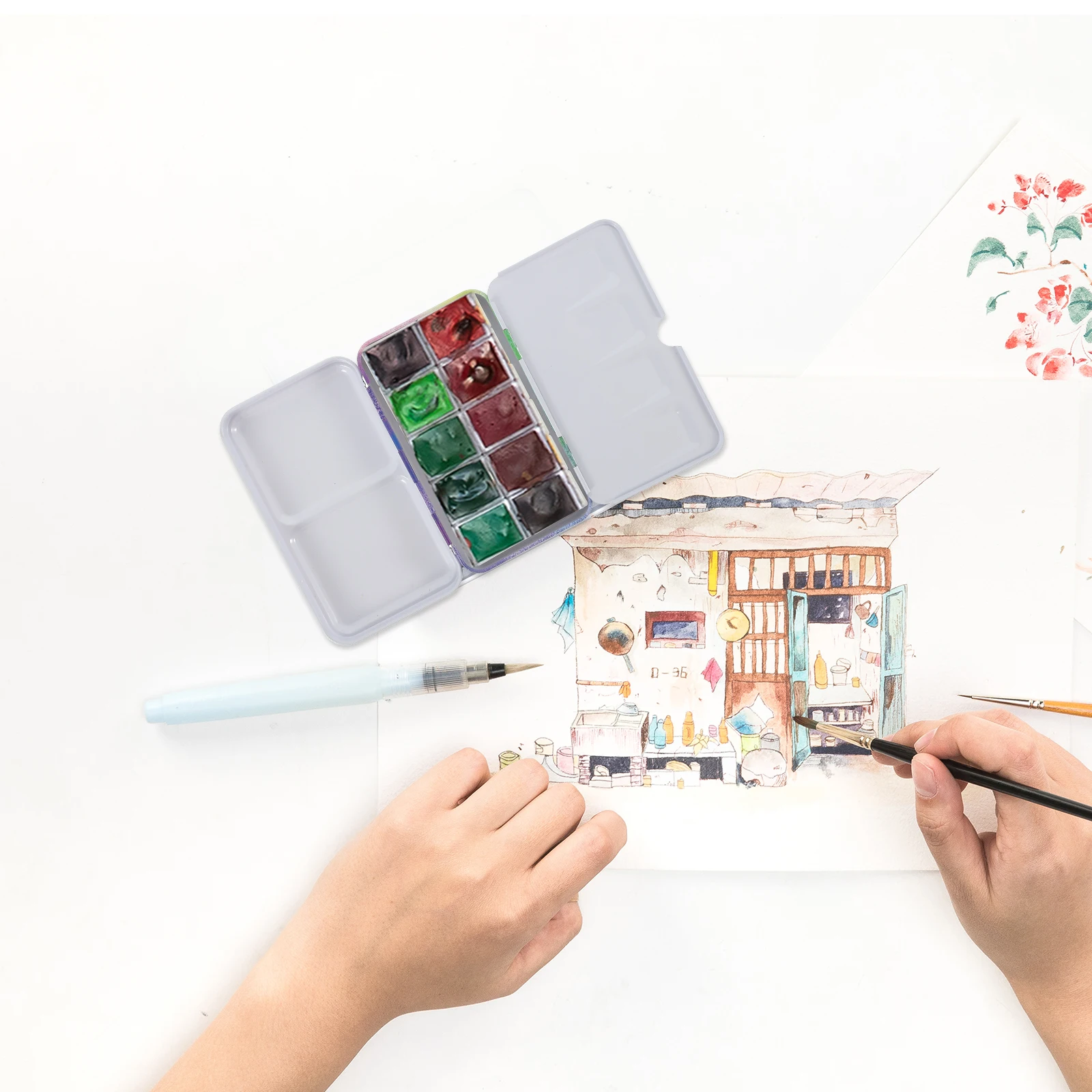 

1 Set Empty Watercolor Tin Diy Pigment Mixing Case, Portable Paint Palette Storage, Watercolor Box, Painting Color Mixing Box,