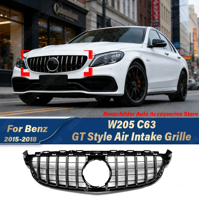 

For Mercedes Benz W205 C63 C63S AMG 2015 2016 2017 2018 Automobile GT Style Front Bumper Air Intake Grille Body Modification Kit