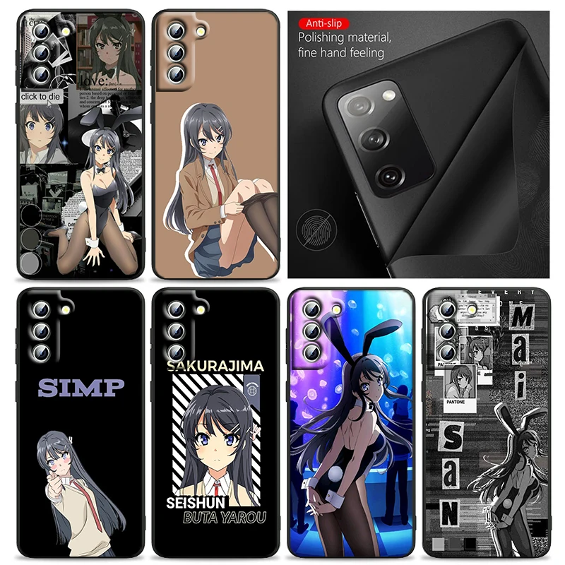 Sakurajima Mai Anime Phone Case For Samsung S24 S23 S22 S21 S20 FE S10 S10e Ultra Plus Lite Black Soft Cover