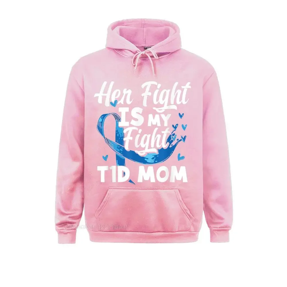 Womens Her Fight Is My Fight T1D Mom Awareness Hoodie Hoodies Autumn Women Sweatshirts gothic Hoods Plain