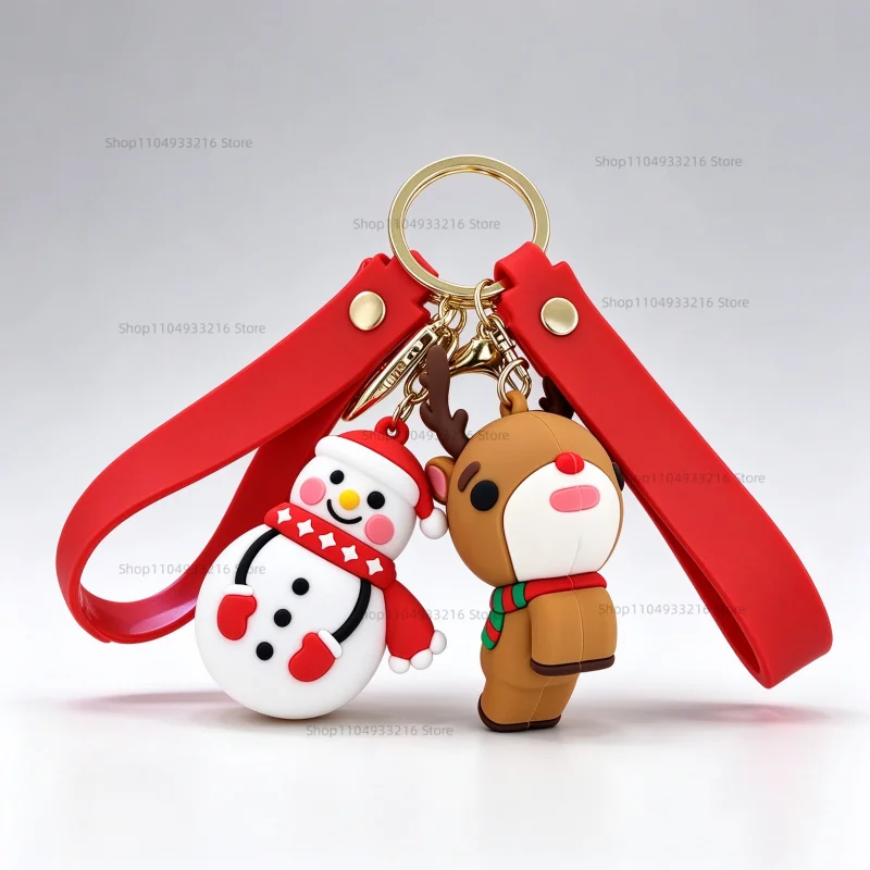 Newest Christmas Keychain Santa Claus Tree Deer Biscuit Man Socks Cartoon Keyring for Men Women Handbag Decor Gifts 2026