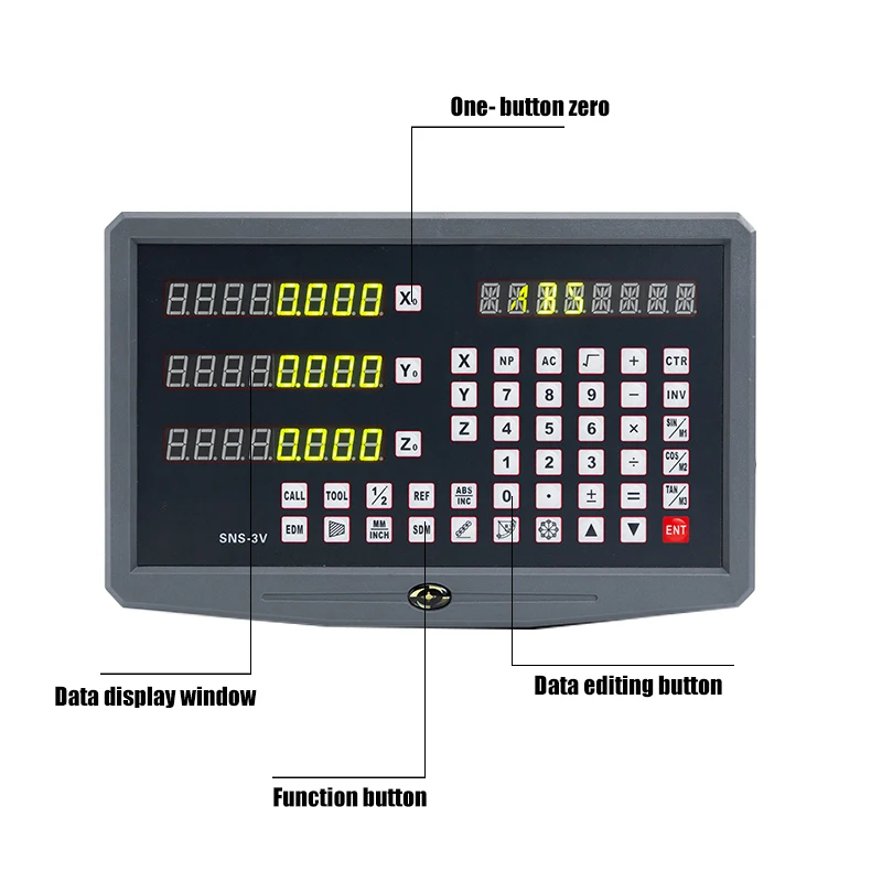 SNS-3V Milling Lathe Machine DRO Digital Readout Kit AC110V/220V Display and 3 Pieces 0-1000mm Linear Scale Displacement Encoder