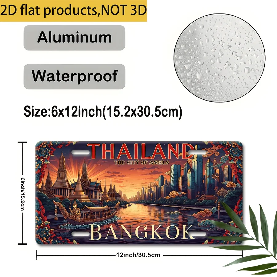 1pc, License Plate, Decoration Only Available, 12 * 6 Inch Thai Bangkok Golden Temple Chao Phraya River Royal Boat Modern