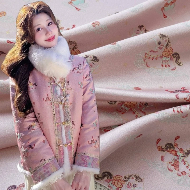 

Имитация золотой жаккардовой ткани с вышивкой нитями для новогодней одежды, жилетов, детских изделий, ткань из окрашенной пряжи, продается на метры, для шитья