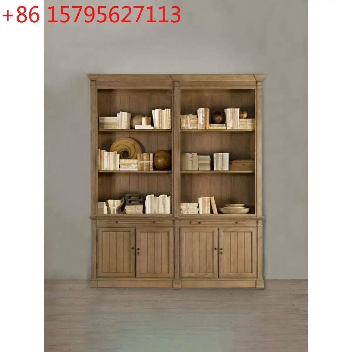 

Американский книжный шкаф из массива дерева с дверцами, от пола до потолка, домашний шкаф-тумба с двумя дверцами, ретро-полка из дуба, высококачественный, современный, минималистичный дизайн.