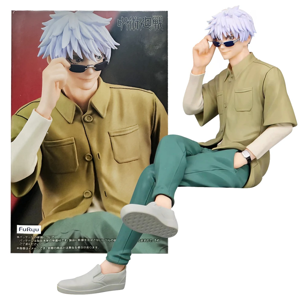 

Настоящая 15 см фигурка аниме juютсу Kaisen Gojo Satoru солнцезащитные очки Сидящая прессованная лапша Модель Кукла игрушка подарок Коллекционная коробка ПВХ