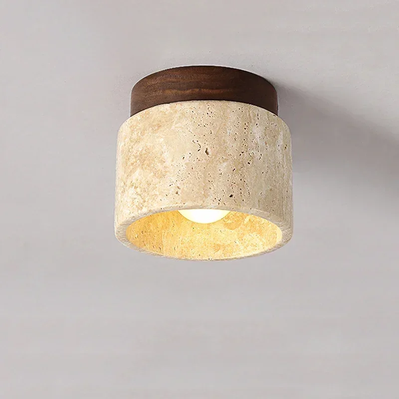 Lámpara de techo de mármol amarillo Wabi Sabi japonés, luz creativa para vestíbulo de Hotel, pasillo, restaurante, dormitorio, balcón, decoración