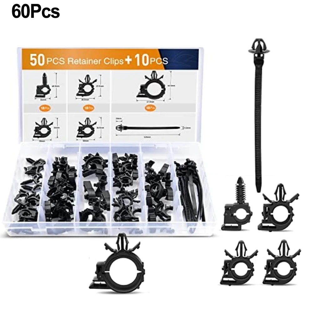 

Car Wire Routing Clips Set 60 Pieces 6 Different Sizes Nylon Clips for Wiring Harness Organization and Vibration Reduction