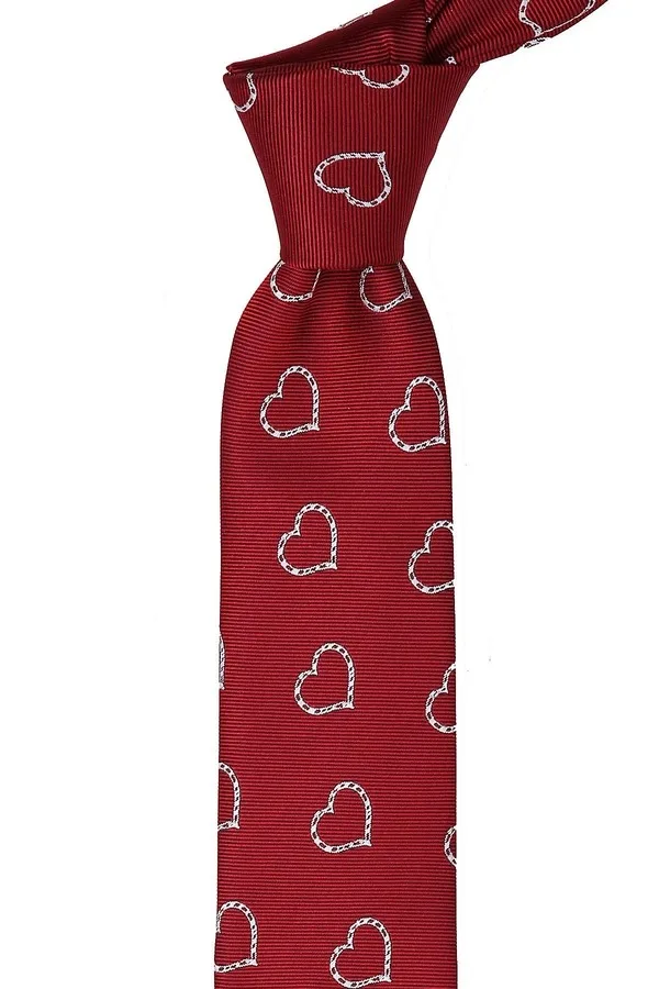 Red Heart Pattern Slim Tie SK7087