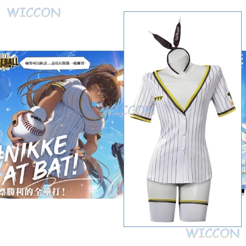 

Black Rabbit Noir Cosplay Costume NIKKE Goddess of Victory Wig Sexy Sport Style Suit Baseball Jersey Dress Headwear Socks Set