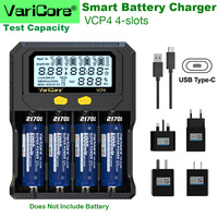 VariCore VCP4 LCD Smart Battery Charger Test Capacity for 3.7V 18650 21700 26650 18500 Li-ion 3.2V LiFePO4 32700 1.2v Ni-MH AA