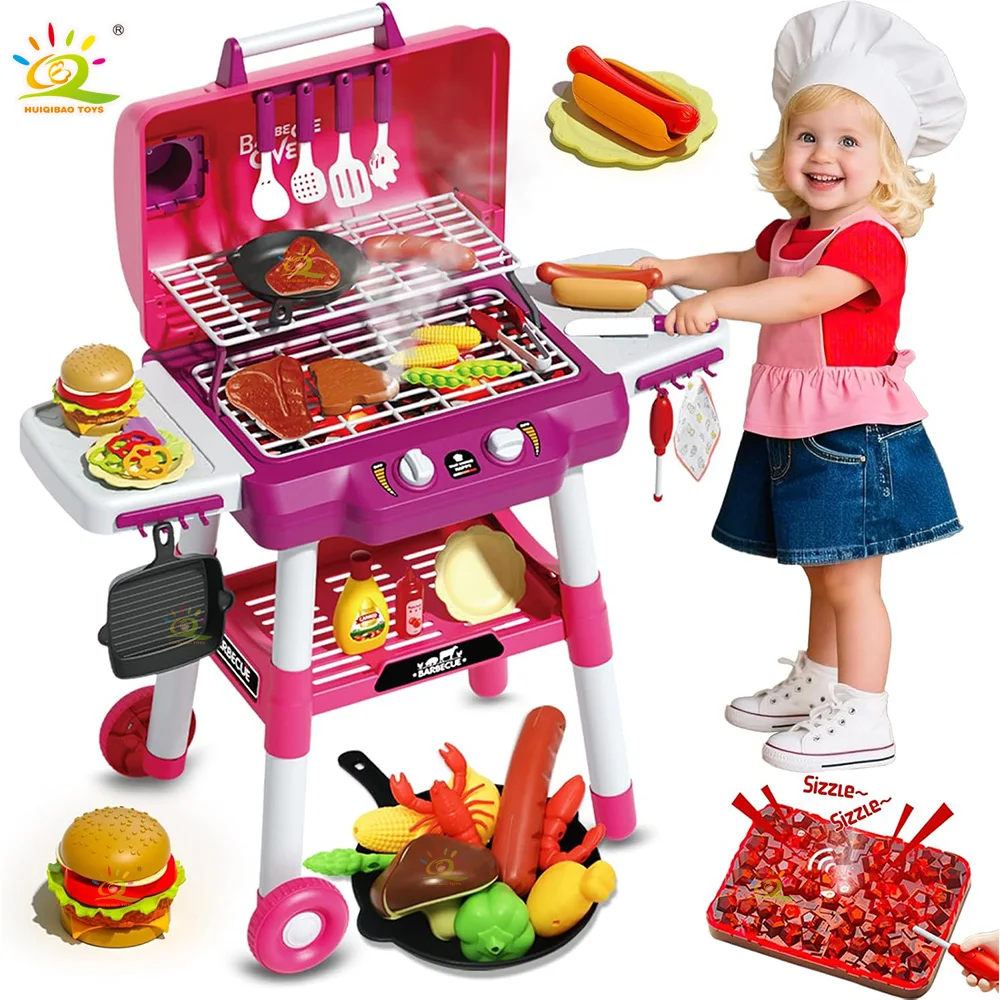 전기 바베큐 그릴 휴대용 야외 바베큐 그릴 소년과 소녀 초현실적 인 시뮬레이션 바베큐 주방 홈 장난감