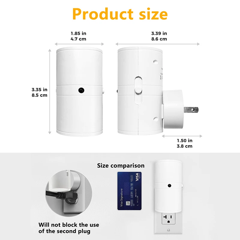 مصباح توصيل للإضاءة الليلية مع استشعار من الغسق إلى الفجر، سطوع قابل للتعديل ولون مناسب للممرات وغرف النوم