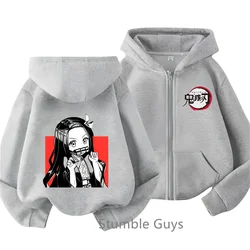 Demons Slayers Hoodie Kids Fashion Game Zipper Sweater Casual Boys Anime Marios Clothes Girls Long Sleeve Sonic Trucksuit