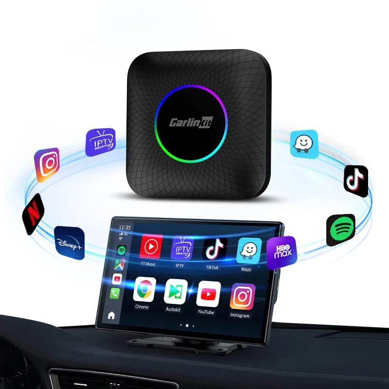 

OEM ODM Carlinkit Tbox Ambient Led Android 13 Auto SM6225 Chip Wireless Carplay 64GB up to 512GB Ai Box Dongle Car Play Adapter