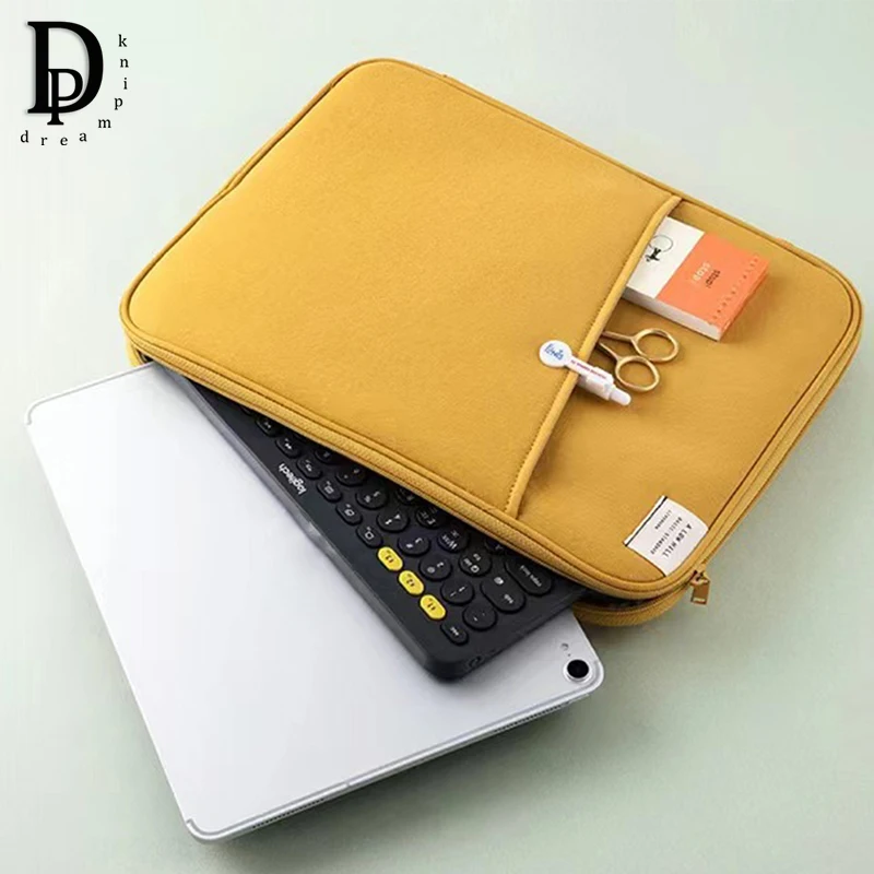 Fashion Large Capacity Laptop Bag Zipper Simple Canvas Woman Briefcase Korean Tablet Computer Mouse USB Pen Storage Organizer