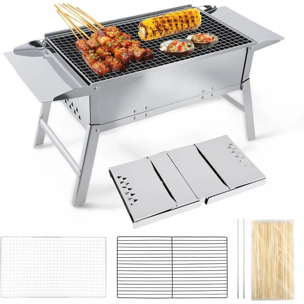 

Портативный угольный гриль - компактный настольный мангал для кемпинга/двора/балкона/пляжа/путешествий