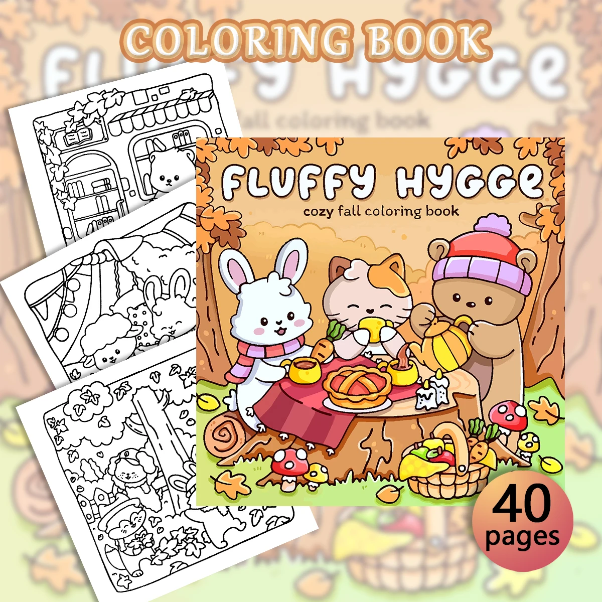 Książka do kolorowania dla dorosłych, puszysta i radosna, w stylu bajkowym, poprawiająca kreatywność, artystyczna dekompresja, prezent na Boże Narodzenie i Halloween