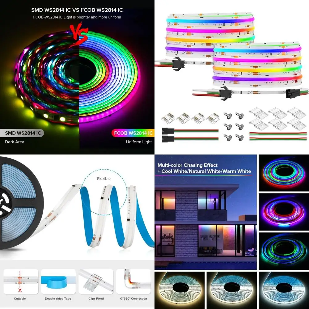 

Светодиодная лента RGBW 6000K COB, гибкая, высокоплотная, с равномерной подсветкой, 32,8 м, 784 светодиода/м, 14 ИС/м, ширина 10 мм, DC24V (без адаптера)