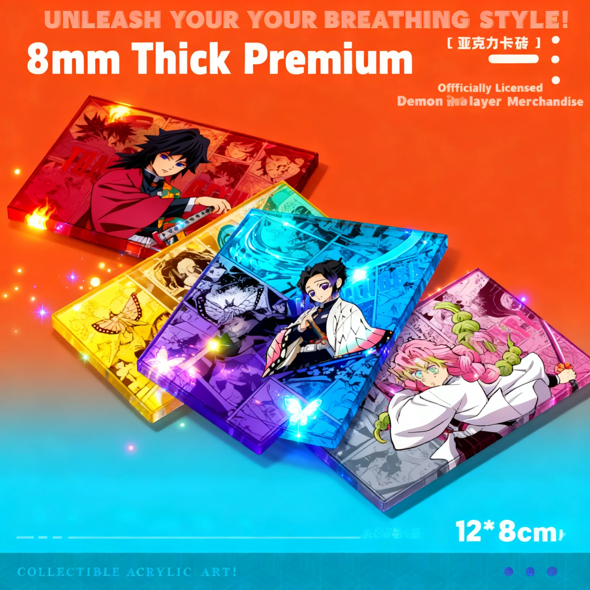 Bloque de Acrílico Coleccionable de Demon Slayer Anime con Tanjiro Kamado, Shinobu Kocho y Sanemi Shinazugawa para Fans - Merchandising