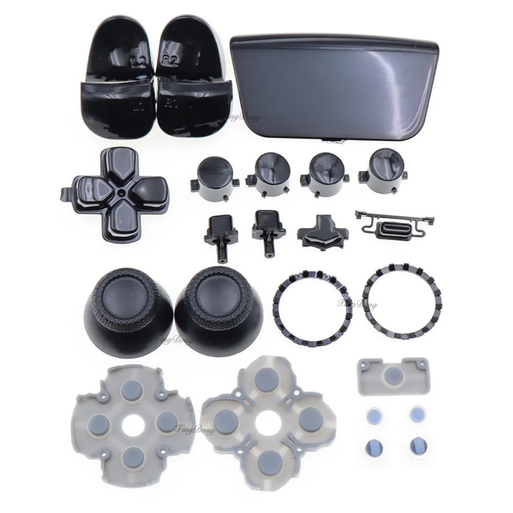 1Set  L1R1 L2R2 Tigger Key D-pad Share Electroplated Game Buttons Kit +Conductive Rubber Pad For PS5 V1 1.0 BDM-010 Controller