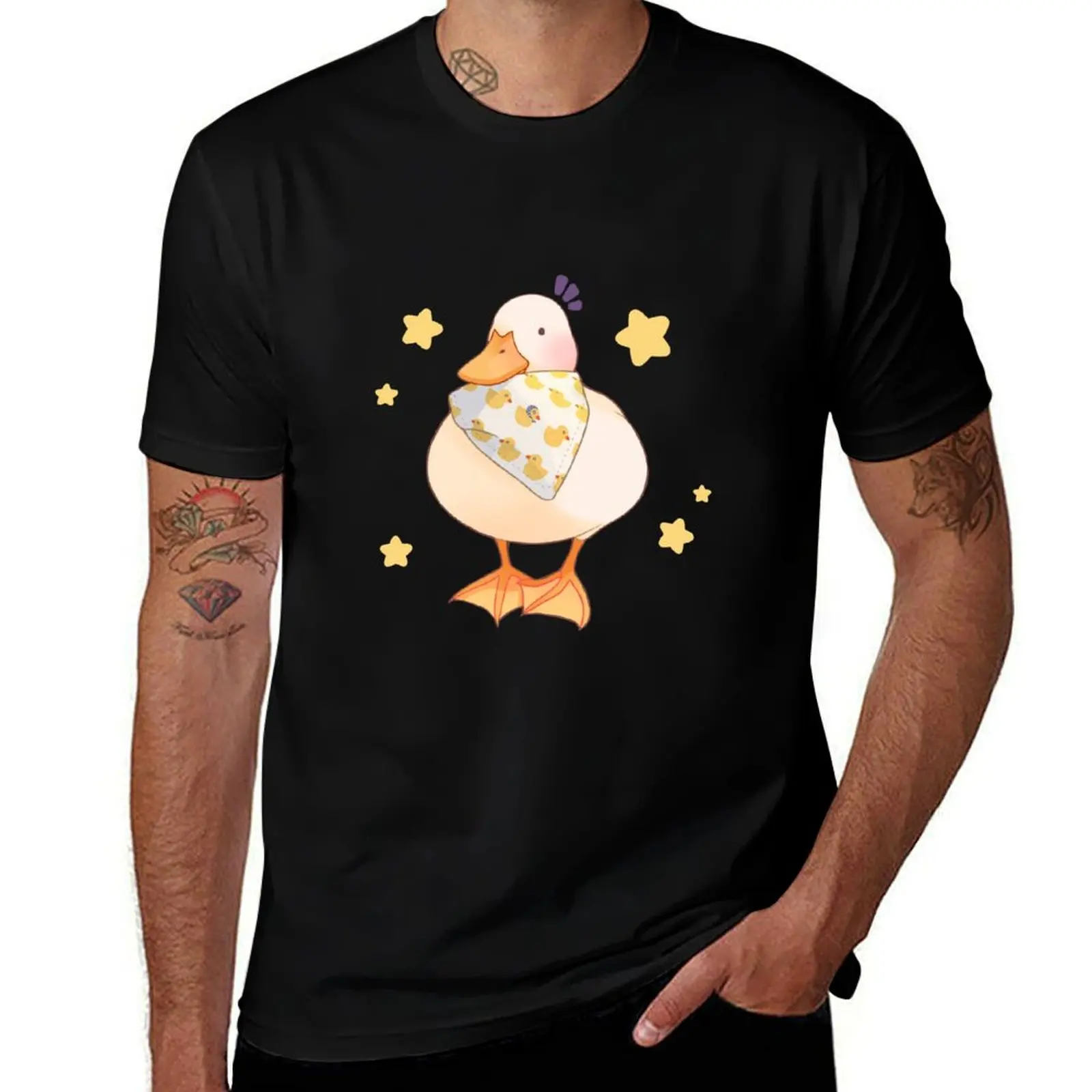 

duck with scarf T-Shirt animal prinfor boys oversizeds Luxury man Funny t-shirts t shirts for men cotton
