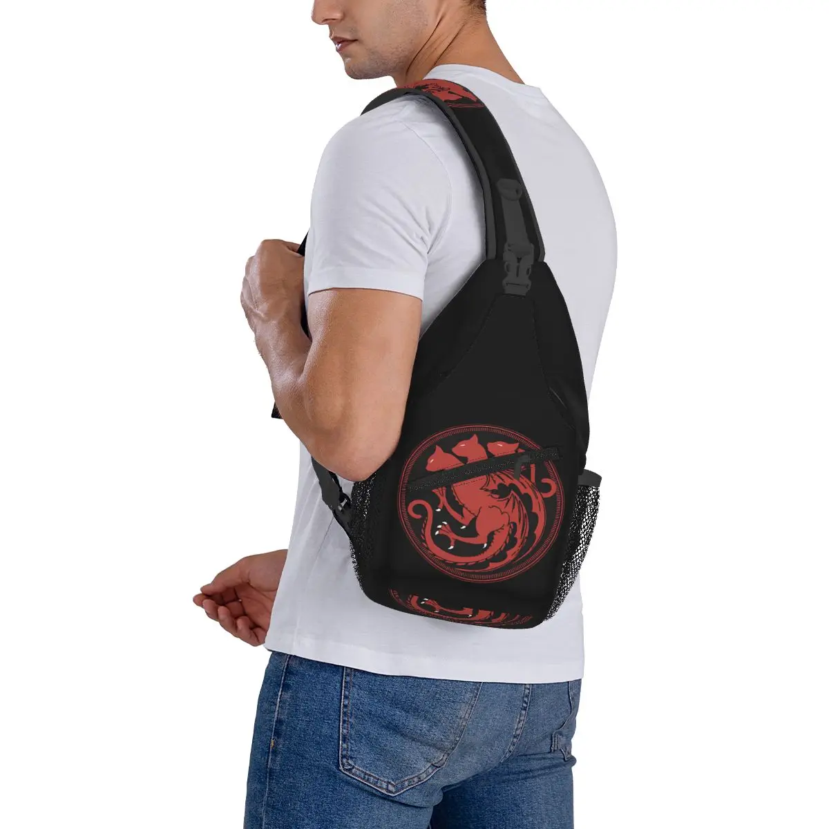 Mother Of Cats House Targaryen Small Sling Bags Chest Crossbody Shoulder Backpack Outdoor Sports Daypacks Men Women Satchel