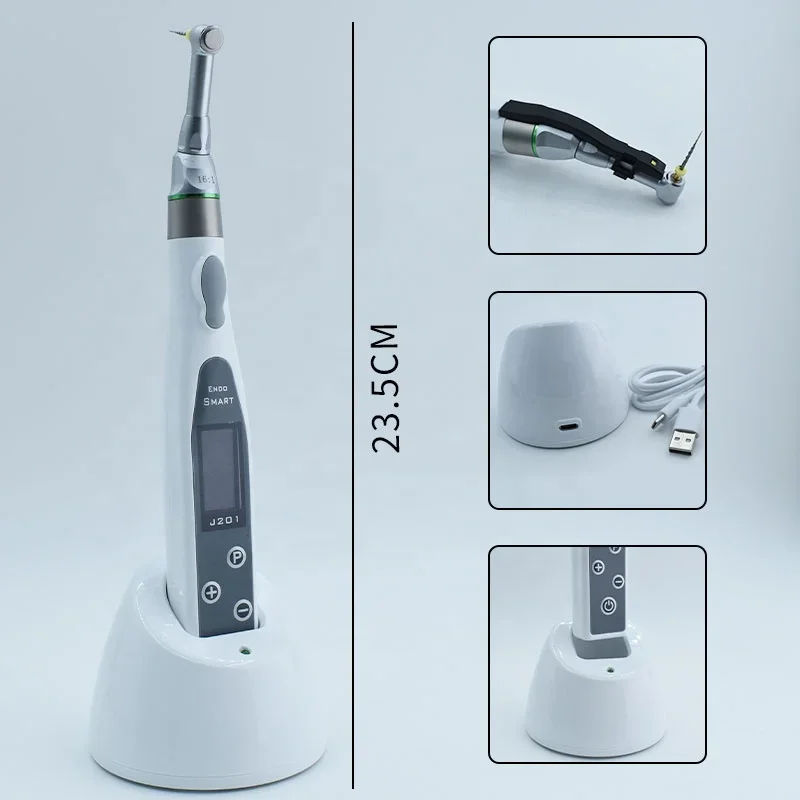 den tal Wireless Endo Motor with LED Light 16:1 Standard  Contra Angles 9 Modes Endo Rotary Root Canal Treatment Instrument