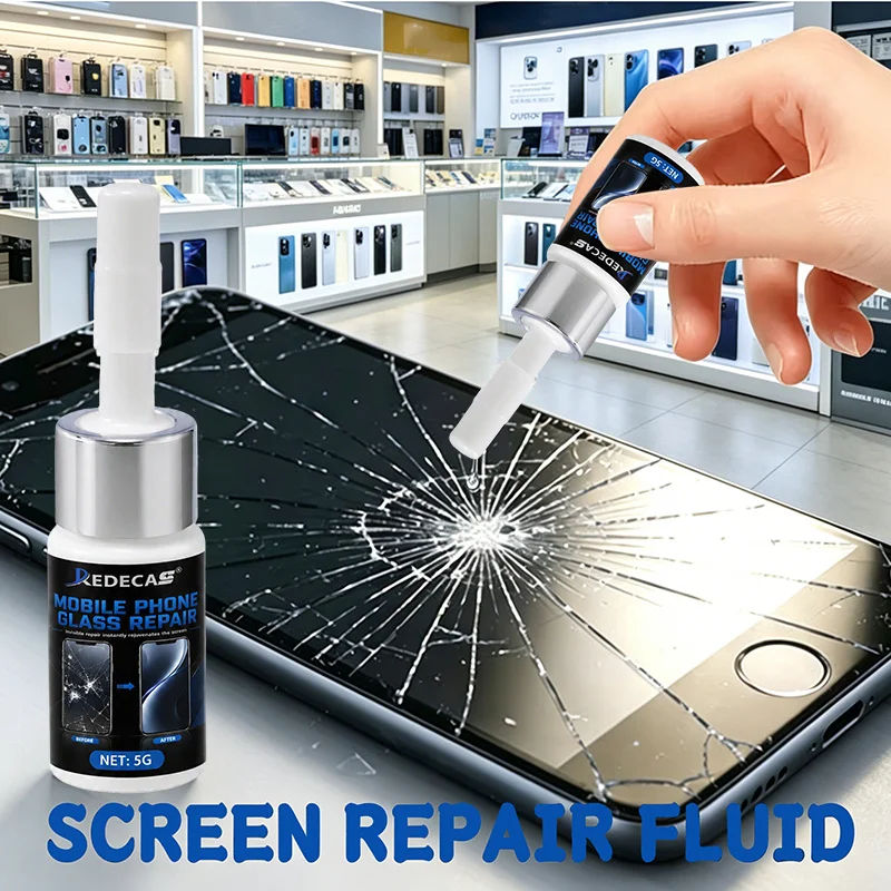 Glass Repair Liquid Kit, Fast-Dry Nano Filler Fix Cracks on Phone Watch Car Camera Glass