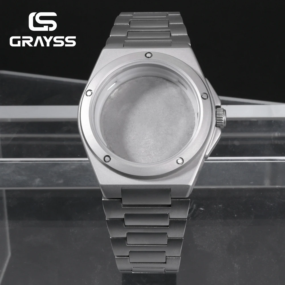 40mm Titanium Layer Sandblast Fit Engineer Style NH35/NH34/4R35 Movement Men Solid Stainless Steel Watch Case Watch Accessories