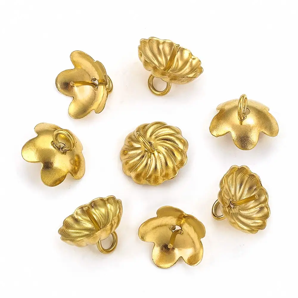 Aço Inoxidável Banhado A Ouro Bead Caps, Hollow Flower Bracket, DIY Colar, Brincos, Jóias Fazendo Acessórios Materiais, 20PCs