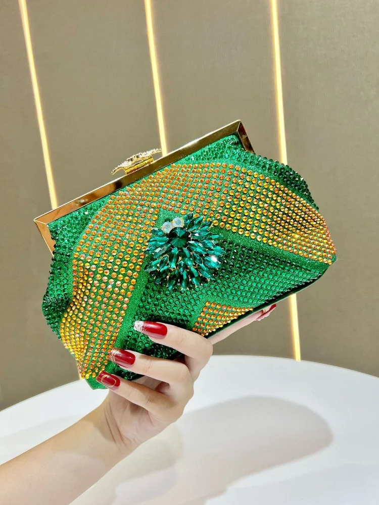 

Handmade Colorful Rhinestones Evening Clutch Bag Luxury Designer Shiny Wedding Purse Clutch Women's Handbags Fashionable Wallets