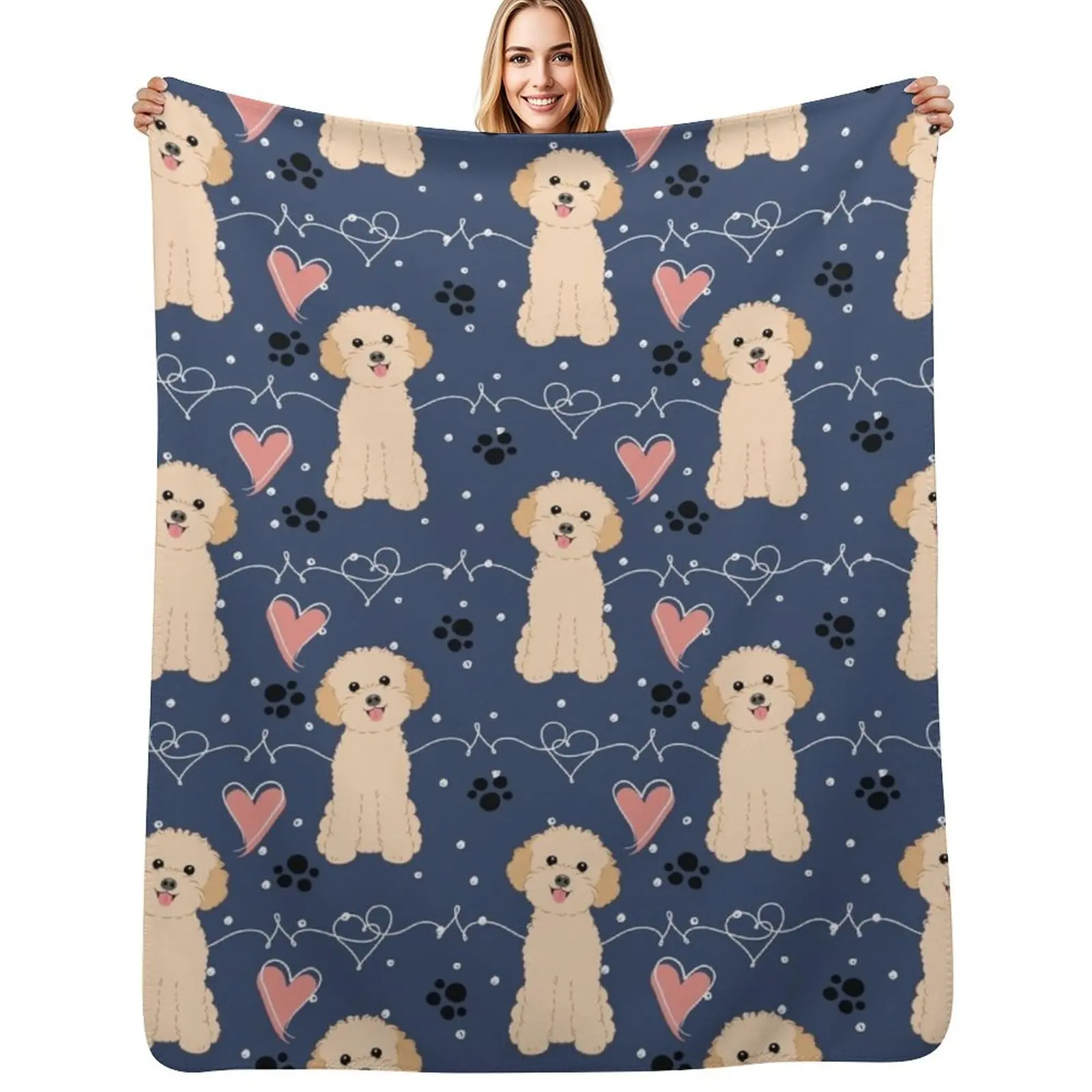 

LOVE Apricot Toy Poodle Throw Blanket Bed linens Furry Multi-Purpose Comforter Blankets