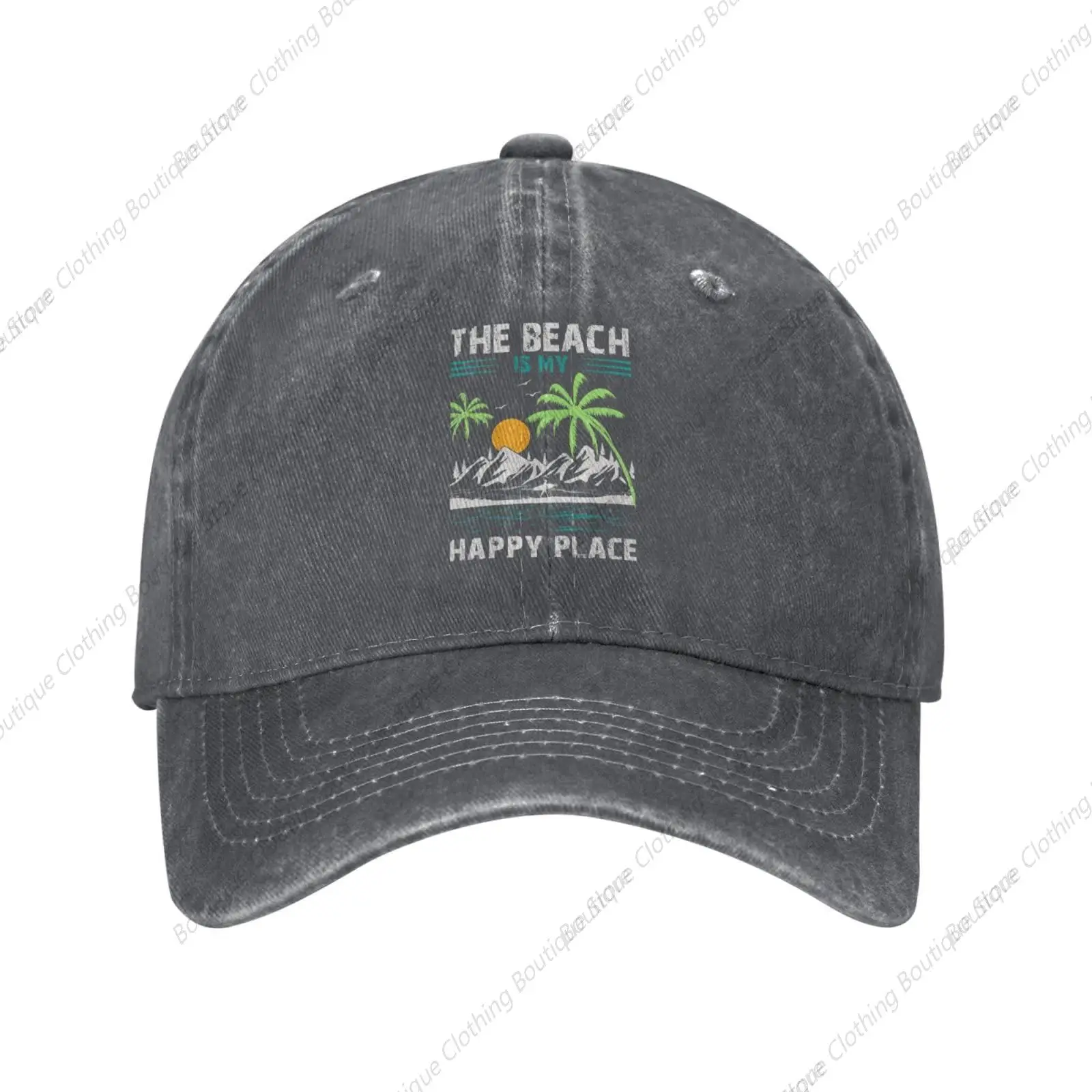 The Beach is My Happy Place Baseball Cap for Men Women Hats Denim Trucker Caps Dad Hat