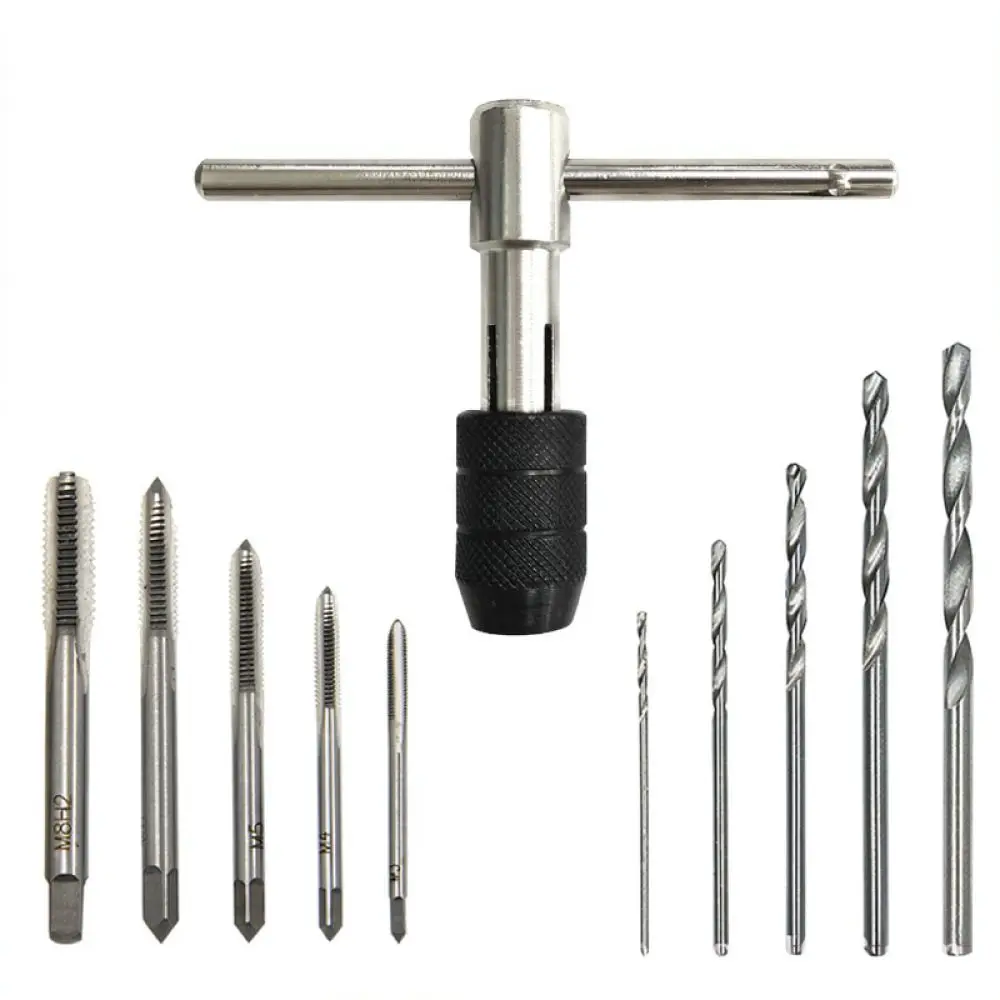 For Mr Drill Manual Threading Kit Adjustable T Wrench Twist Drill Bits Hardware Repairing Metal Drilling Tool System