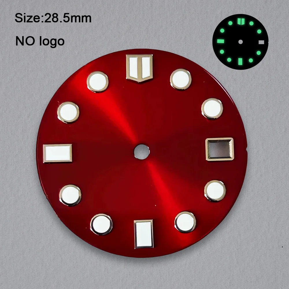 28.5mm No Logo Blank Dial For NH35 Movement Custom Logo Green Luminous Custom Logo Watch Dials Hands Accessories Repair Tools