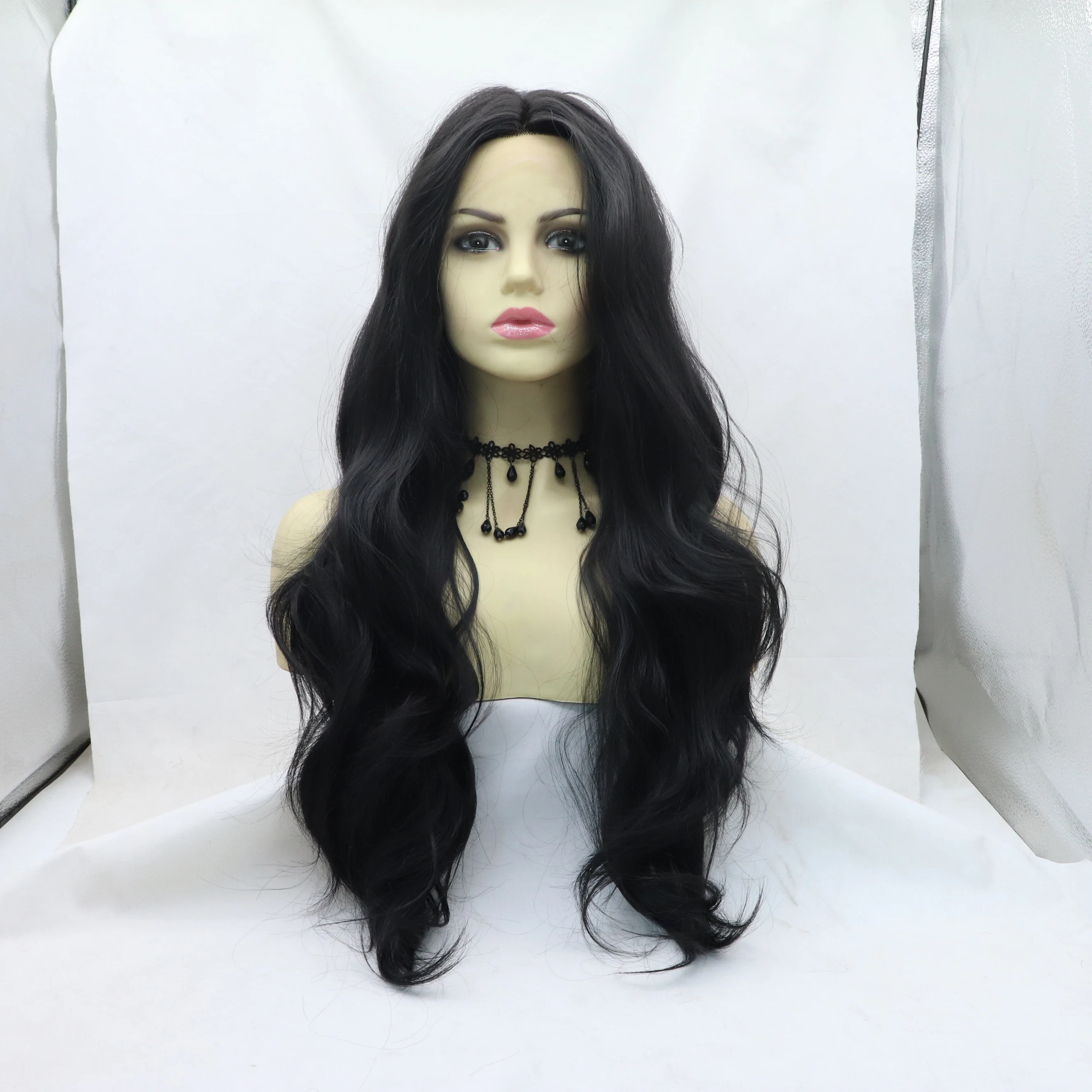 Water Wave Synthetic Wig para mulheres, fibra resistente ao calor, alta qualidade, 24"