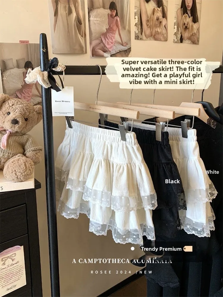 

Белая балетная юбка-трапеция для женщин, зимняя, с высокой талией, кружевная, пышная, короткая, для повседневной носки, стандартный крой