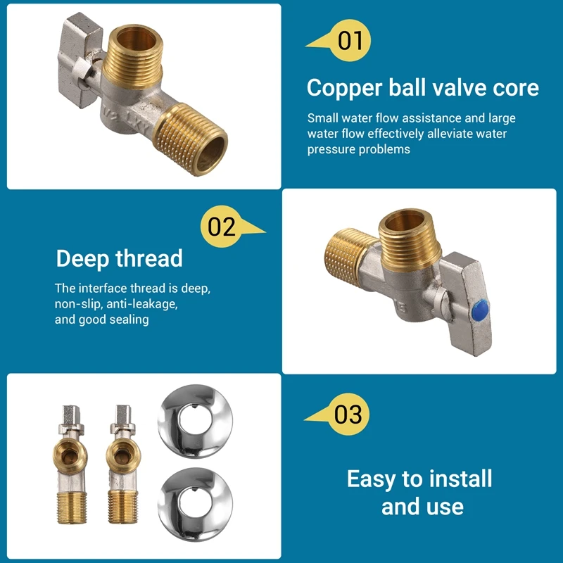 ABGR-Brass Ball Core Angle Valve Large Flow Triangle Valve Water Heater Special Control Valve 4-Point Angle Valve