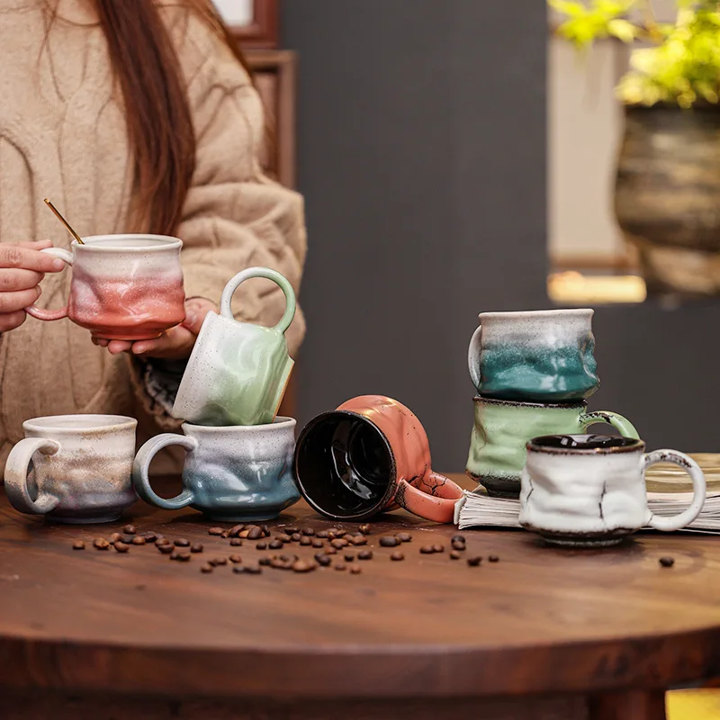 

American Classic Retro Tea Cup,Latte Art Latte Afternoon Coffee Cup Rock Mug,Light Luxury Exquisite High-end Warm Hand Drinkware